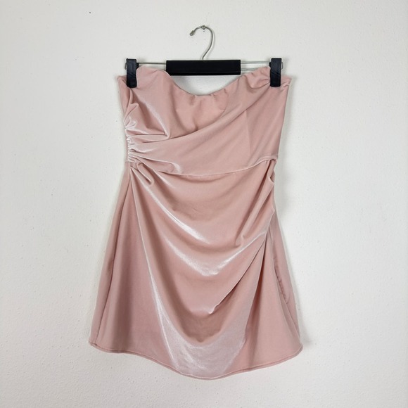 The Bar Dion Velvet Mini Dress in Pink Size 8 - Picture 2 of 6